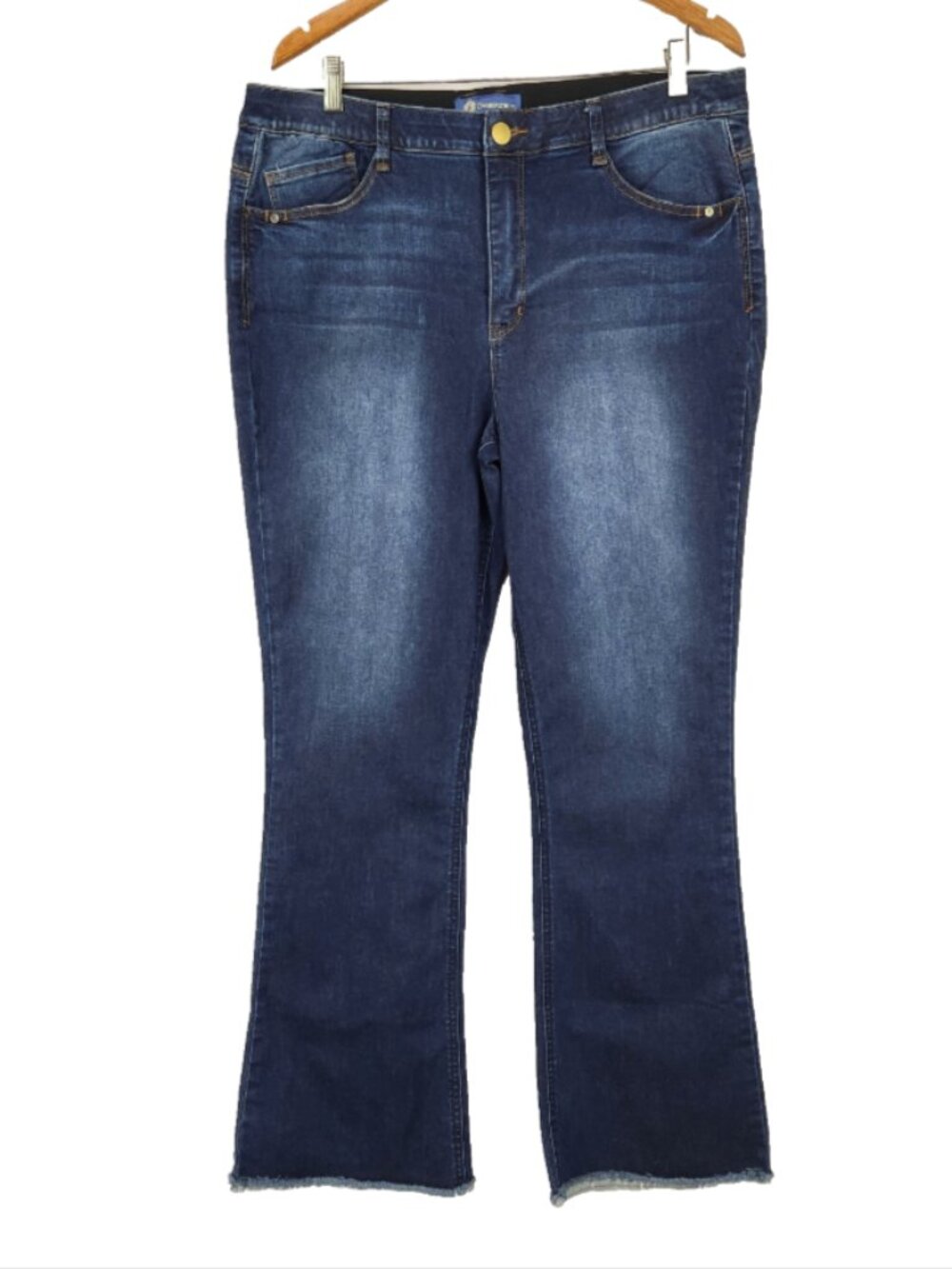 Democracy Ab Technology Boot Cut Denim Jeans Womens 16 Blue Raw Hem